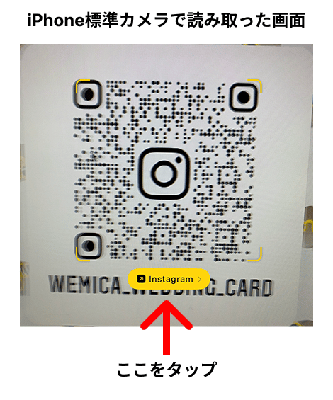 iPhone標準カメラでの読み取り画面