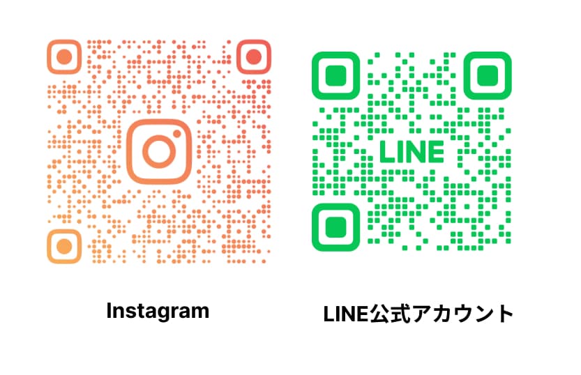 InstagramやLINEのロゴ付きのQRコード